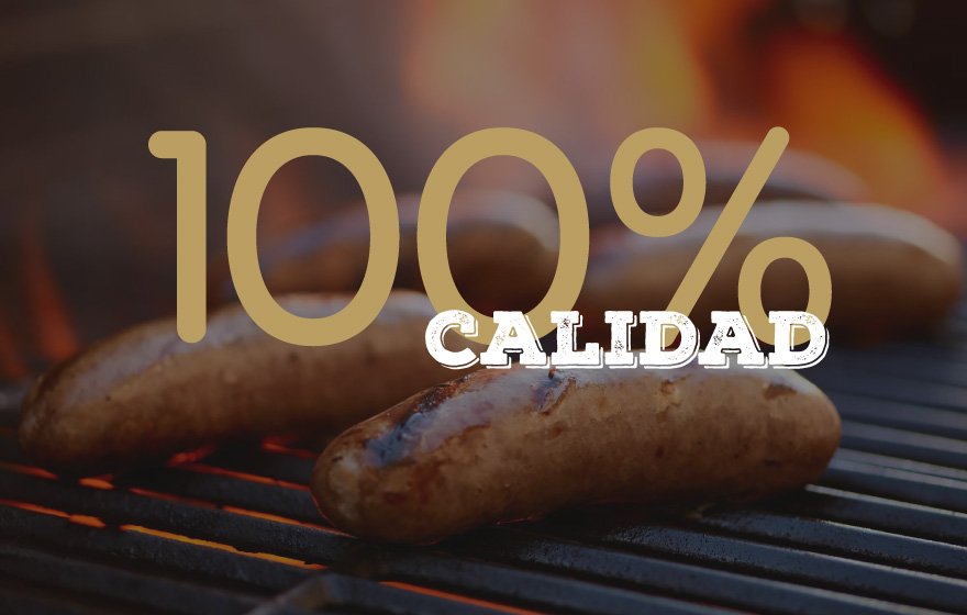 Chorizos Argentinos en parrilla con texto 100% calidad